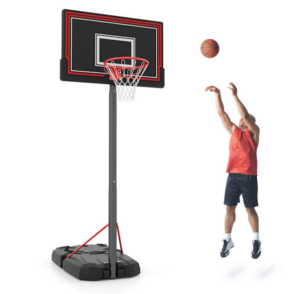 COSTWAY Fritstående Basketball Bøjle-Justerbar Højde 230-305cm-Uknuselig Backboard-Fyldbar Base-Hjul-Voksne/Børn