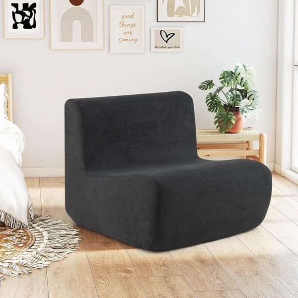 Simpel Sofa COSTWAY Ergonomisk Doven Sofa i Blødt Velour til Læsning Grå