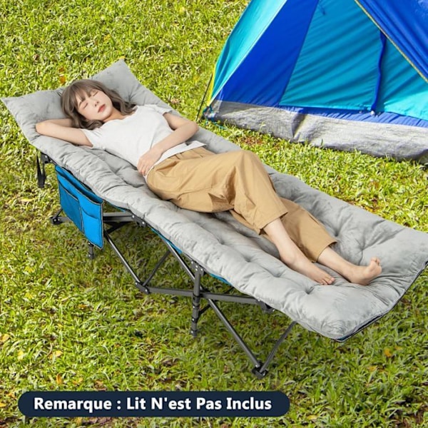COSTWAY Velvet Camping Patja, 190 x 70 x 7 cm, 4 kiinnityshihnalla Sängyn kiinnitystasku, Matkavaellus, Harmaa
