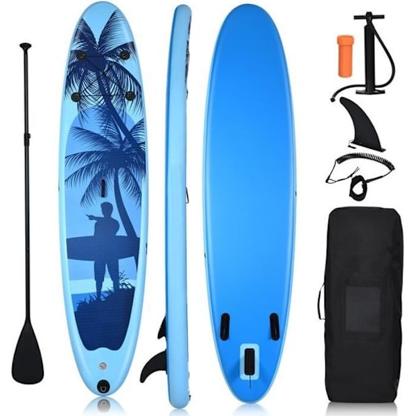 COSTWAY Oppustelig Stand Up Paddle Board PVC 297x76x15CM med bæretaske Justerbar Paddle Bund Fin Håndpumpesnor