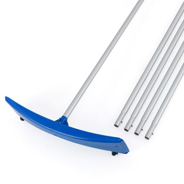 COSTWAY Katto-Lumilapio - Pituus 122-574 cm - 5 irrotettavaa tankoa - Leveä pää - 2 pyörää - Alumiiniputki - Liukumaton kahva