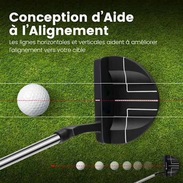 COSTWAY Golfputter - Bärbar 35 tum - Justeringslinjer - 3° Pinch Wedge - 72° Tilt