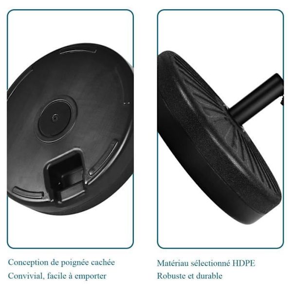 COSTWAY Rund Parasol Base Vandinjektion 23L Plast Sort Parasol Plader til Terrasse, Gårdhave, Have
