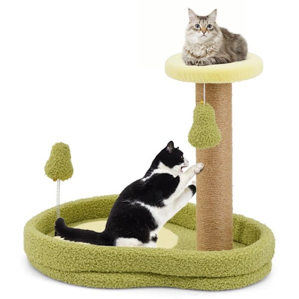 COSTWAY 42 cm kattetræ, katteseng med avocadotema, aborre, fjederlegetøj, kradsestolper, skridsikker base