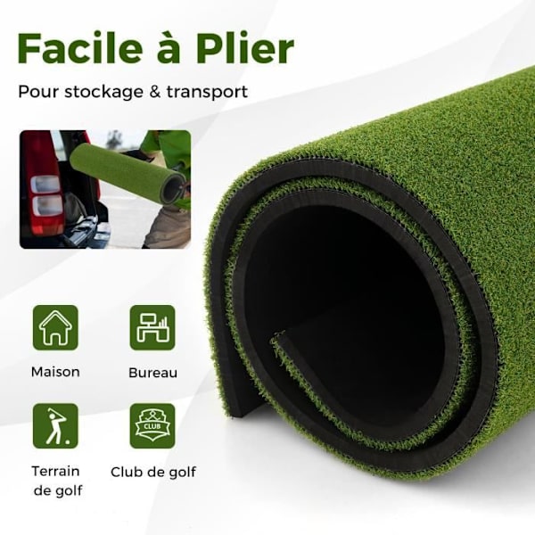 COSTWAY golfslagmatta 152x92x2cm - Syntetgräs - 2 tee-positioner - 2 inriktningsstavar - 6 förborrade tee-hål