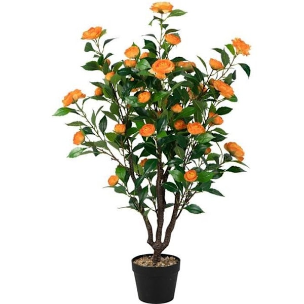 COSTWAY Kunstig Blomster Camellia 37 hoveder, UV-resistent, 100 cm med grydebryllupsindretning til bryllup