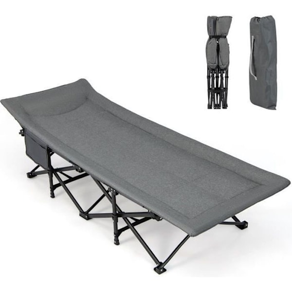 Kokoontaitettavat COSTWAY-sängyt 188 x 68,5 x 48,5 cm kantolaukulla, tyynyllä ja niskatuella, 10 tukijalkaa, harmaa