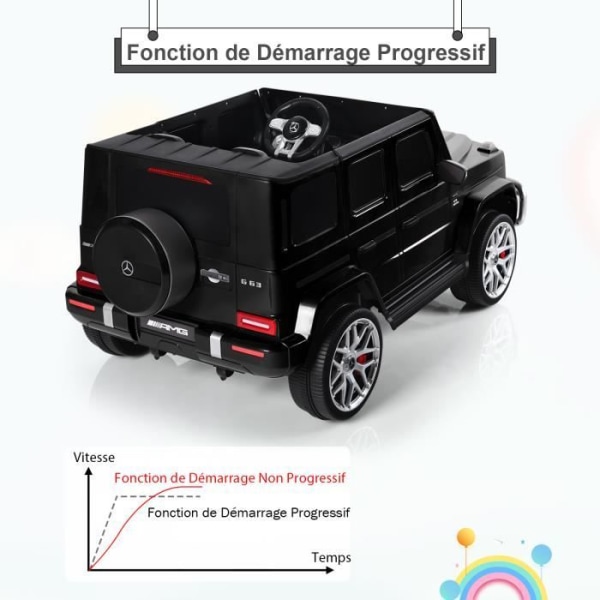 COSTWAY Mercedes-Benz G63 Elbil 12 V för barn 2 motorer, Maxhastighet 5 km/h, Fjärrkontroll, LED-lampor, MP3, Svart Svart