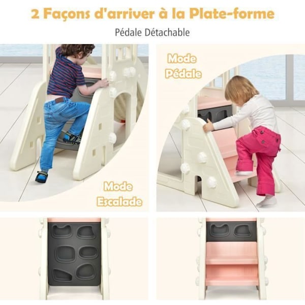 COSTWAY 6 i 1 rutschkana för barn - 140 cm rutschkana, 3-8 år rutschkana inomhus och utomhus Rosa Rosa
