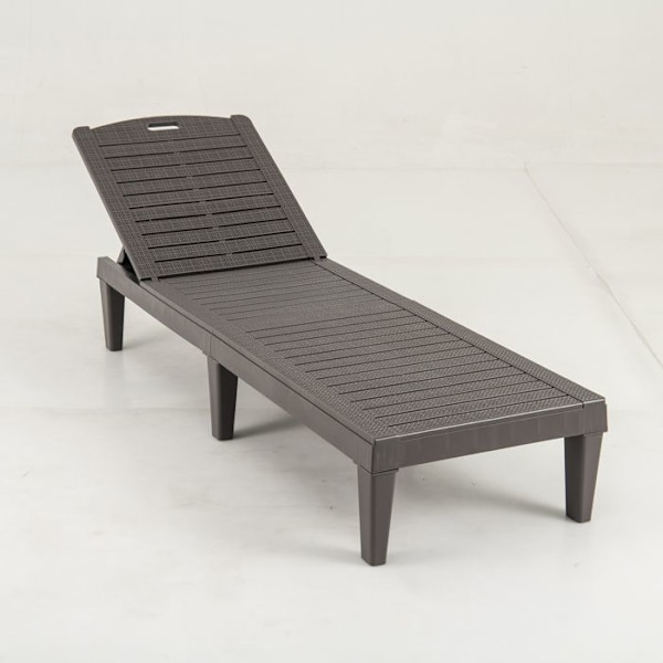 COSTWAY 2-pack Fällbara Utomhusstolar i PP, Justerbara Ryggstöd i 4 Positioner, För Pool, Veranda, Patios, Brun kastanj