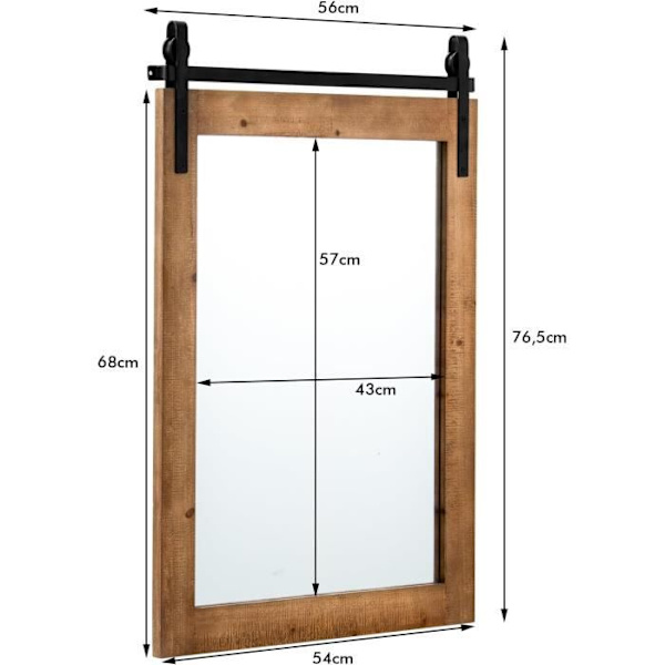 COSTWAY dekorativ väggspegel 56 x 76,5 (B x H) Rustik stil, väggdekor för vardagsrummet, hall, hall Brun