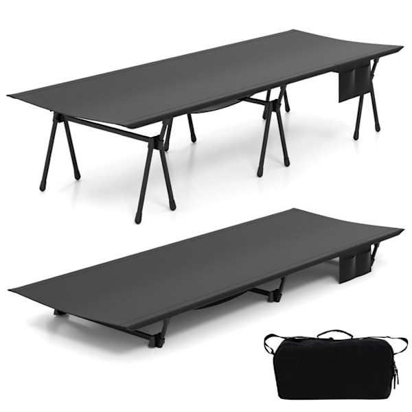 COSTWAY Kokoontaitettava Leiri Punkka Jalkatuilla, Sivutasku, Vaellukseen, Rannalle, Kotiin, Toimistoon, 150 kg, Musta