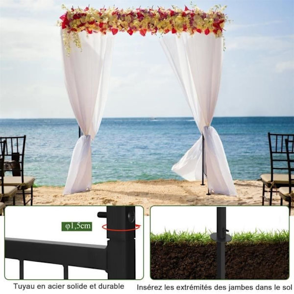 COSTWAY Metal Garden Bröllopsbåge för klätterväxter 208 x 52 x 208 cm Pulverlackerad gör-det-själv-dekorationer Uteplats, Ceremoni