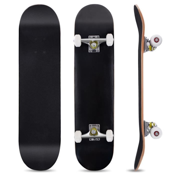 COSTWAY Skateboard Oval i 7-lags Ahorntræ Sort 80x20cm Moderne Stil til Børn, Begyndere