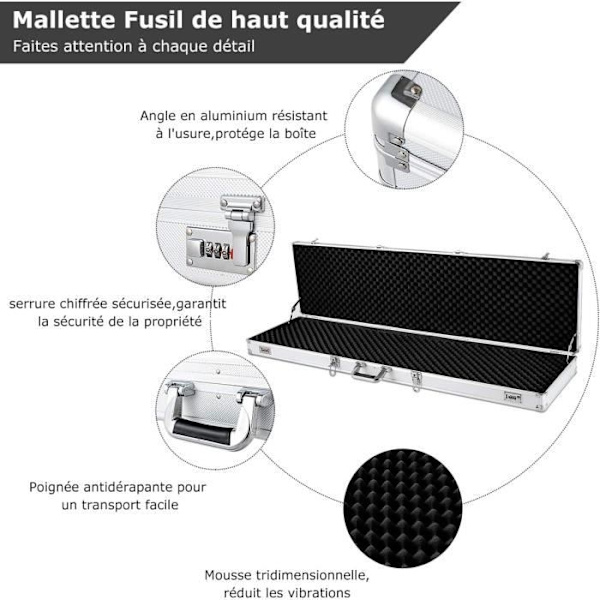 COSTWAY Rifle Case Vandtæt Aluminium Lang Etui med 2 Digitale Kombinationslåse 134 x 35 x 12CM Sort