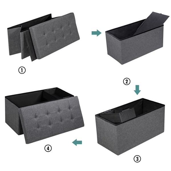 COSTWAY Opbevaringsbænk 115L - Kiste 80 x 38 x 38 CM, Belastningskapacitet 160 KG, i Oxford-stof til soveværelse, entre Lys Grå