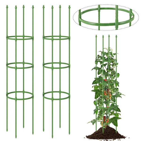 COSTWAY Set med 2 Tomatstöd i Trädgården 145 cm, för Klatande Växter i Krukor, Justerbara Höjder, för Inomhus Utomhus