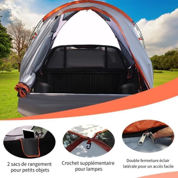 COSTWAY Portabelt campingtält för pickup 265cm x 178cm 2 personers avtagbar täckdörr med dragkedja för camping