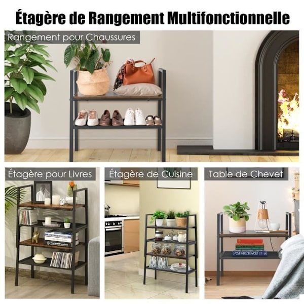 COSTWAY stabelbar 2-lags opbevaringsstativ, 54 x 32 x 52 CM, skostativ med metalramme, industriel stil