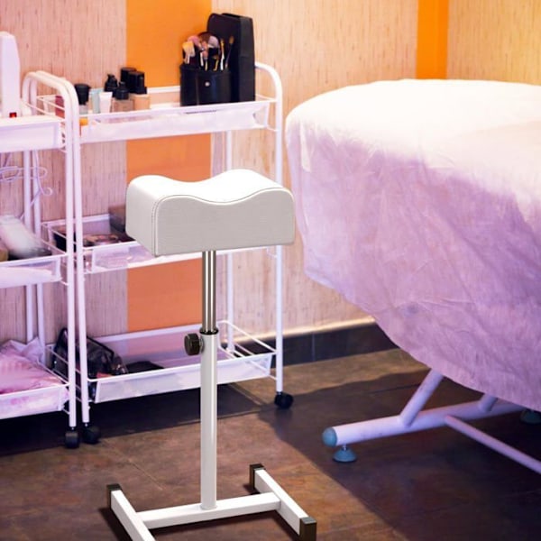 COSTWAY Pedicure skammel med justerbar sædehøjde 45-65 cm, tyk og blød pude, til manicure benpleje, hvid Vit