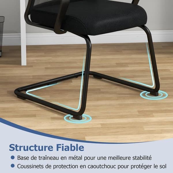 COSTWAY Ergonomisk kontorsstol med U-bas, Sitthöjd 48 cm, Max. 110 kg Svart