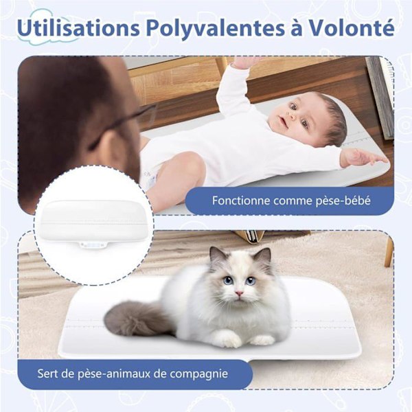 COSTWAY Digital Babyvægt Max 30 kg Størrelse 60CM APP Kontrol 4 måleenheder Tara-vedligeholdelsesfunktion LED-skærm Automatisk nedlukning