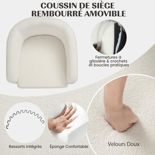 COSTWAY polstret lænestolssæt med fodstøtte, stel af massivt træ, sædestørrelse 51 x 48 cm, til stue, kontor, beige Beige