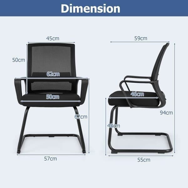 COSTWAY Ergonomisk kontorstol med 'U' base, sædehøjde 48 cm, max. 110 kg Sort