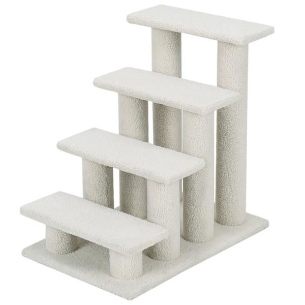 COSTWAY Cat Tree 60 CM i Cashmere, Pet Stairs Steps Cat Climber med 4 niveauer, belastning 45 kg, beige Beige