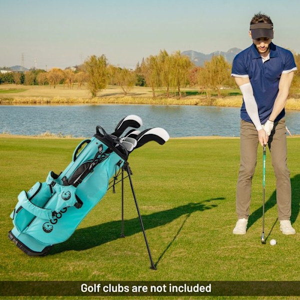 COSTWAY Golfbag Træstativ med 8 Overlommer og 5 Lynlås Lommer, Justerbar skulderrem, Regncover Blå