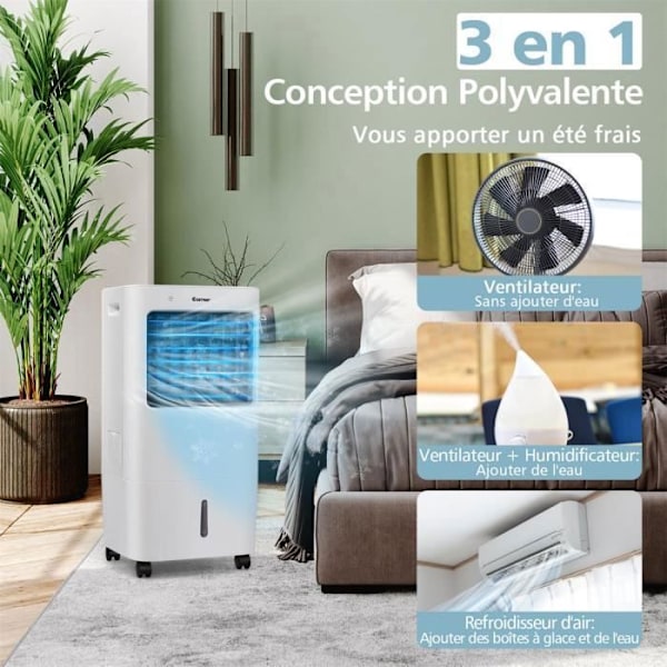 COSTWAY 4 in 1 Kannettava Ilmakeitin 20 L - 4 Nopeutta - Ilman Jäähdytin Kannan Tuuletin - 40° Kallistus - 7,5H Ajastin
