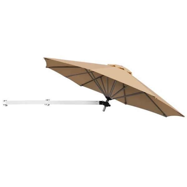 COSTWAY 247 cm Väggmonterat fribärande parasoll, med justerbar stolpe, ventil, för trädgård, balkong, trädgård, kafé, uteplats, beige