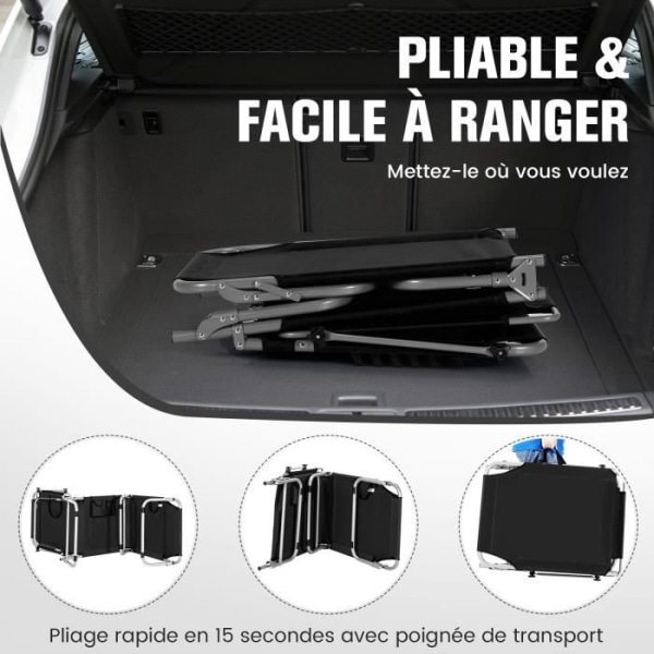 COSTWAY 5-positions tilbagelænet klapstol med 360° drejeligt fortelt, til campinggårdhave, maks. belastning 150 kg, sort