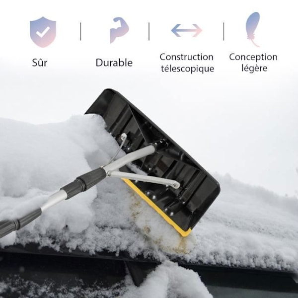COSTWAY Teleskooppinen lumilapio 6,3 m alumiinia, 40 cm leveä terä Liukumaton TPR-kahva ajoneuvoille, katto