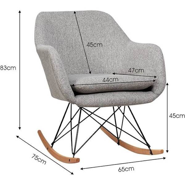 COSTWAY Ergonomic Relax gyngestol polstret med blød epony, metalstel til stue, balkon, soveværelse, grå Grå