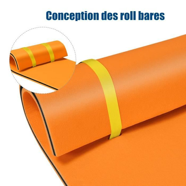COSTWAY XPE skum flydemåtte 210x66CM 3 lag med elastisk bindebånd 1,5M bæreevne 60KG til swimmingpool/strand orange