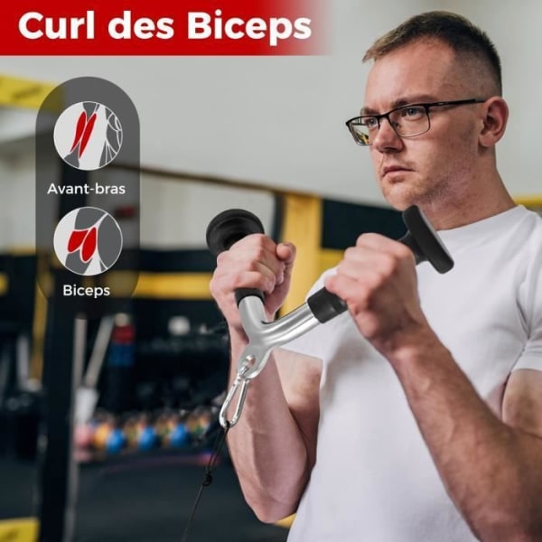COSTWAY Set med 4 Triceps V Bar, Triceps Rope, V Triceps Press Bar, Double D Handle, Triceps/Biceps Bar
