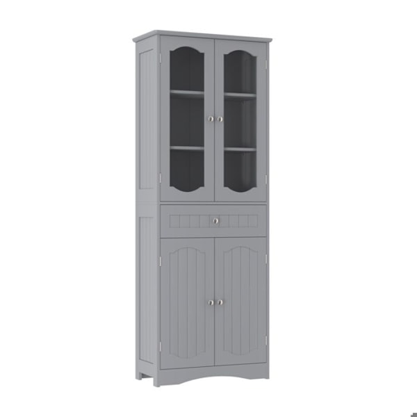 COSTWAY Opbevaringsskab, 2 Døre og 1 Skuffe, 2 Justerbare Hylder, til Badeværelse, Køkken, Stue, 60 x 30 x 160 cm Grå