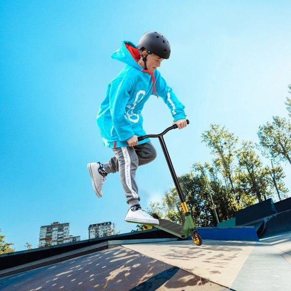 COSTWAY Barnvagn 2 Hjul i PU, Trick Scooter med 360° Rotationshandtag av Metall, TPR Handtag, 10 år +, Grön Grön