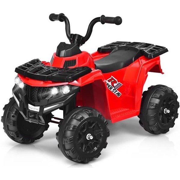 COSTWAY Elektrisk Quad til børn 3 km/t, Forlygter, Musik, MP3, USB, AUX, Justerbar volumen Bil til børn 3-6 år Rød Röd