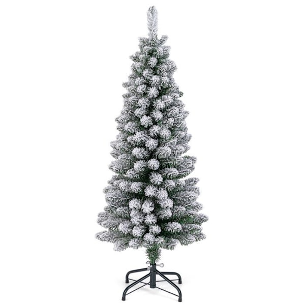 COSTWAY kunstigt juletræ 120 cm, snefyldt, foldbart metalstativ, 240 grene, slank form, til små rum