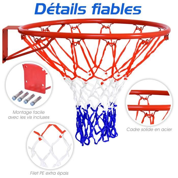 COSTWAY mini basketbåge med utbytesnät 46 cm basketring på slitstark PE-dörr 4 expansionsskruvar inomhus/utomhus