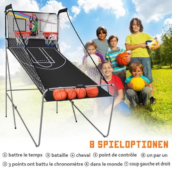 COSTWAY Arcade koripallopeli Double Shootout Double Basket Elektroninen laskuri, 4 palloa, 1 pumppu taitettava koripallovanne