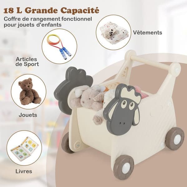 COSTWAY Barnvagn för spädbarn, Barnvagn för barn 1-3 år, Beige Beige + Grå