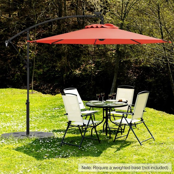 Parasol Déporté φ300 x 245cm - COSTWAY - med 32 LED - Kryssfot - Lutningsjustering - Vev - 360° rotation - Orange