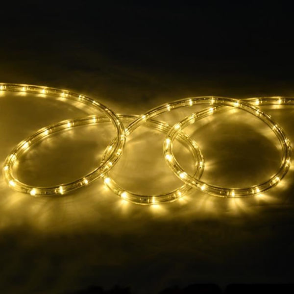 COSTWAY 20M Udendørs Lysrør LED Stringlys Julepynt med 720 lamper og strømadapter Beige