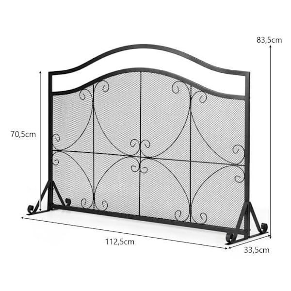 COSTWAY Takka-/Liuasuoja - 1 iso metallirunkopaneeli - 4 vakaata kiinnikettä - 112 x 33 x 83 cm - Kaareva kuvio
