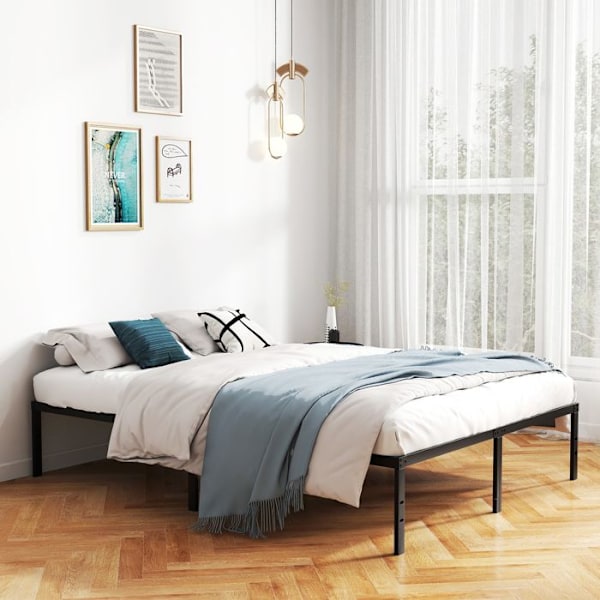 COSTWAY king size-säng 160 x 200 cm, plattformssäng i metall, bas med järnstöd, förvaring under säng