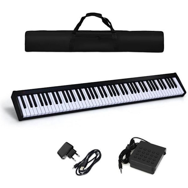 COSTWAY Bärbart 88-tangenters digitalpianoklaviatur - Bluetooth APP-funktion - Mikrofon - MIDI/USB-gränssnitt - 128 rytmer, 20 demos