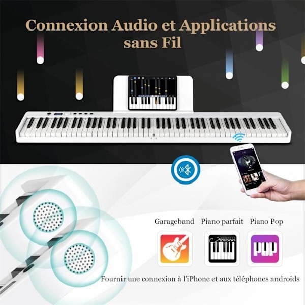 COSTWAY-taitettava ja kannettava 88-näppäinen digitaalinen pianonäppäimistö - Jaettu toiminto - LCD-näyttö - 2 kaiutinta - Sisäänrakennettu akku - Va